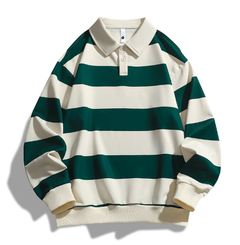 Varsity Stripe Polo Shirt - Casual Korean Style (One Piece)