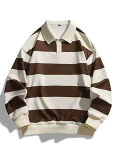 Varsity Stripe Polo Shirt - Casual Korean Style (One Piece)